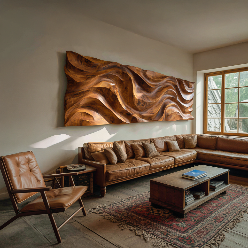 Organic Wavy Wooden Wall Art For Luxury Interiors