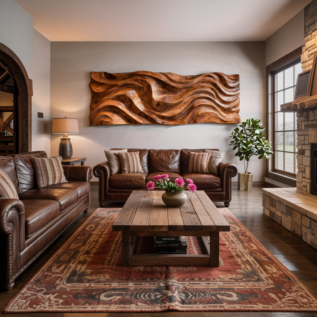 Organic Wavy Wooden Wall Art For Luxury Interiors