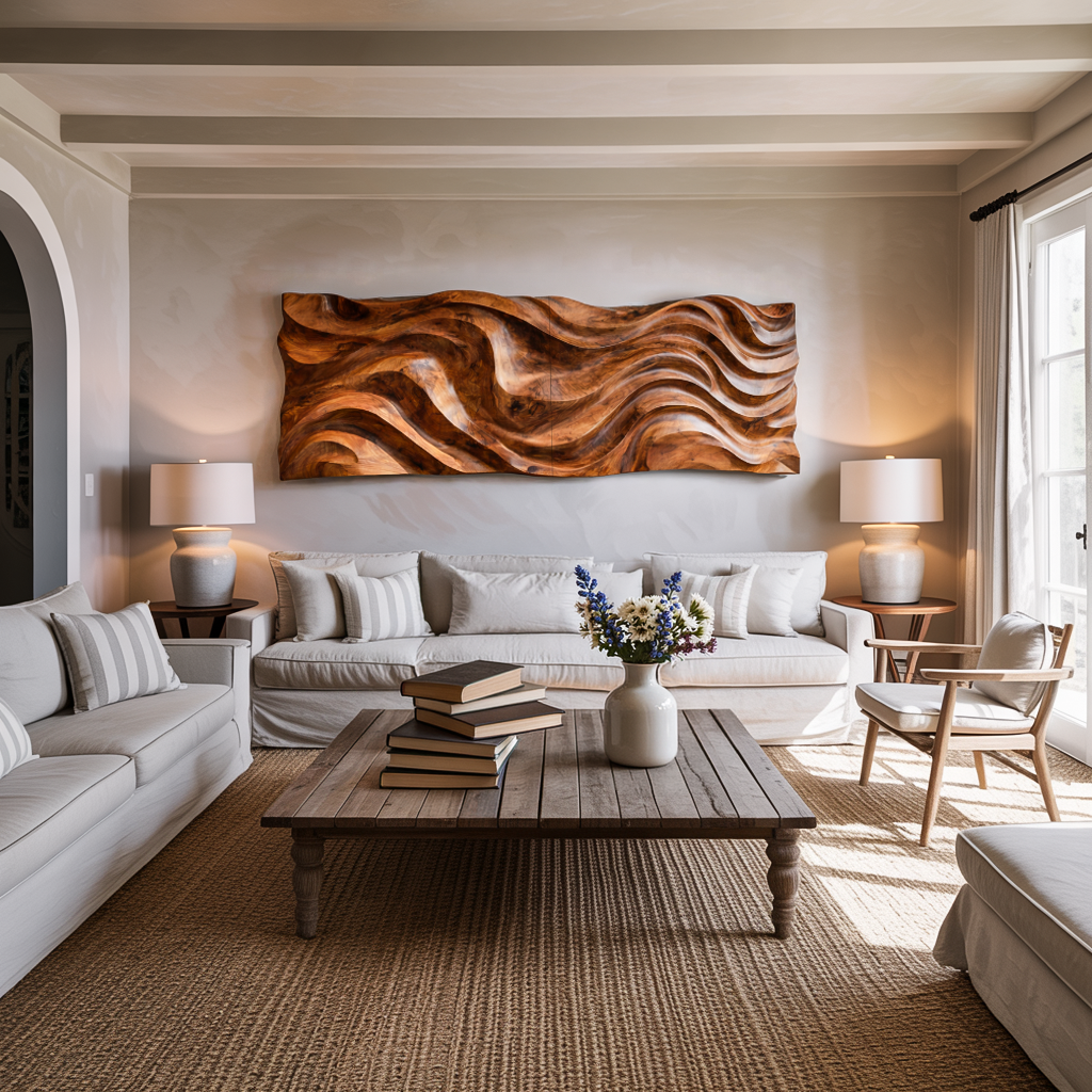 Organic Wavy Wooden Wall Art For Luxury Interiors