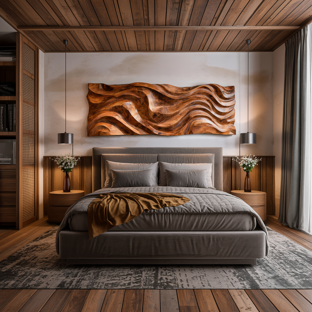 Organic Wavy Wooden Wall Art For Luxury Interiors