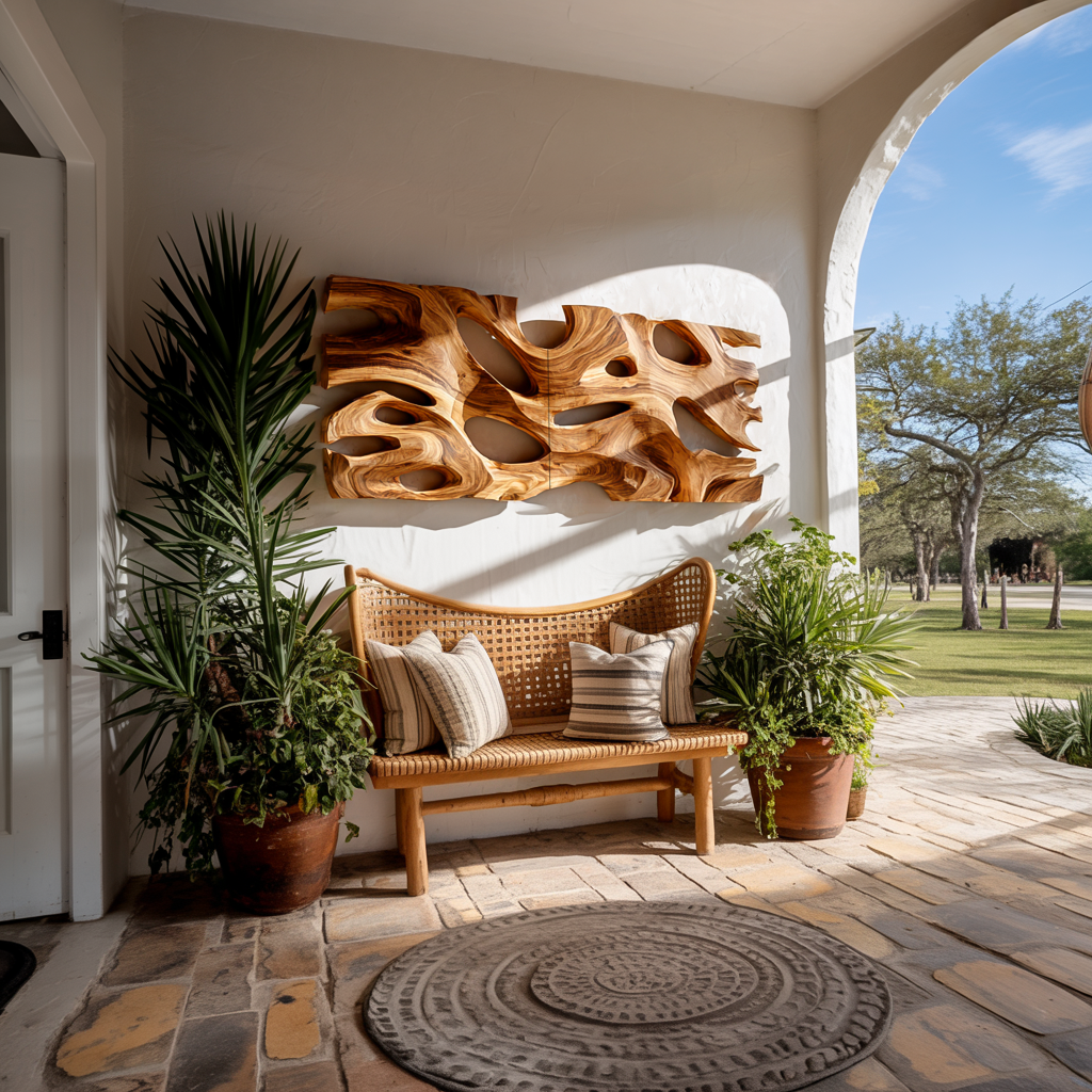 Modern Sculptural Wooden Wall Art For Living Room Decor