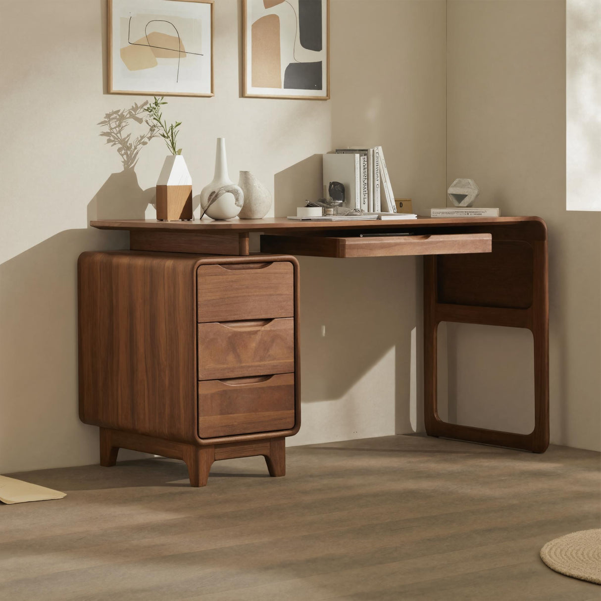 Minimalist Writing Desk With Drawers For Home Office