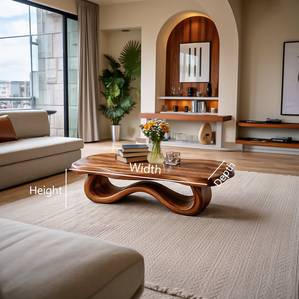 Organic Sculptural Wooden Coffee Table For Living Room