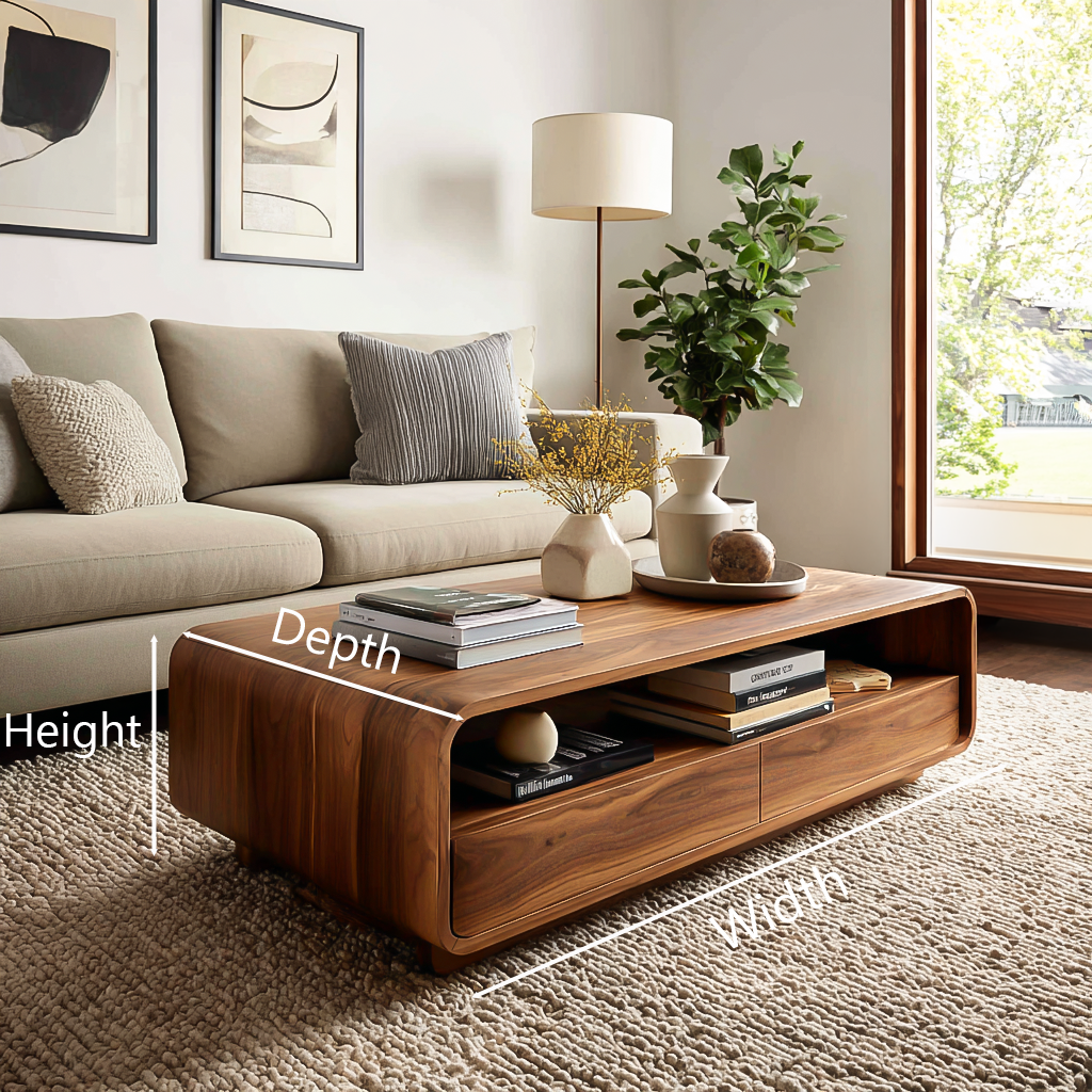 Modern Wood Coffee Table With Drawer For Living