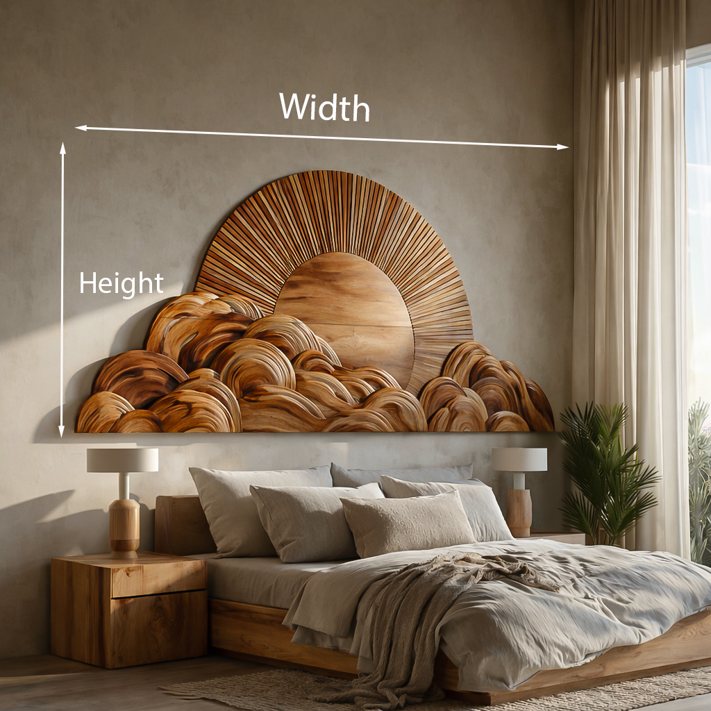 Modern Wooden Cloud And Sun Wall Art For Bedroom
