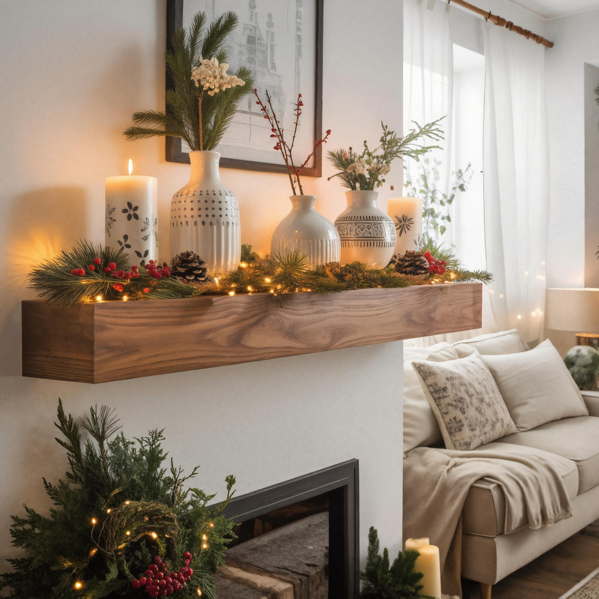 Rustic Fireplace Mantel Shelf For Living Room Or Holiday