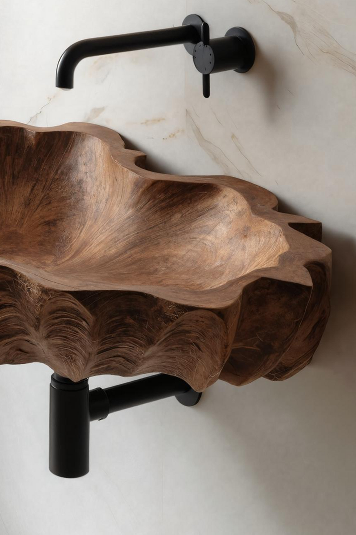 Mid Century Wooden Live Edge Wood Basin For Bedroom Interior Decor