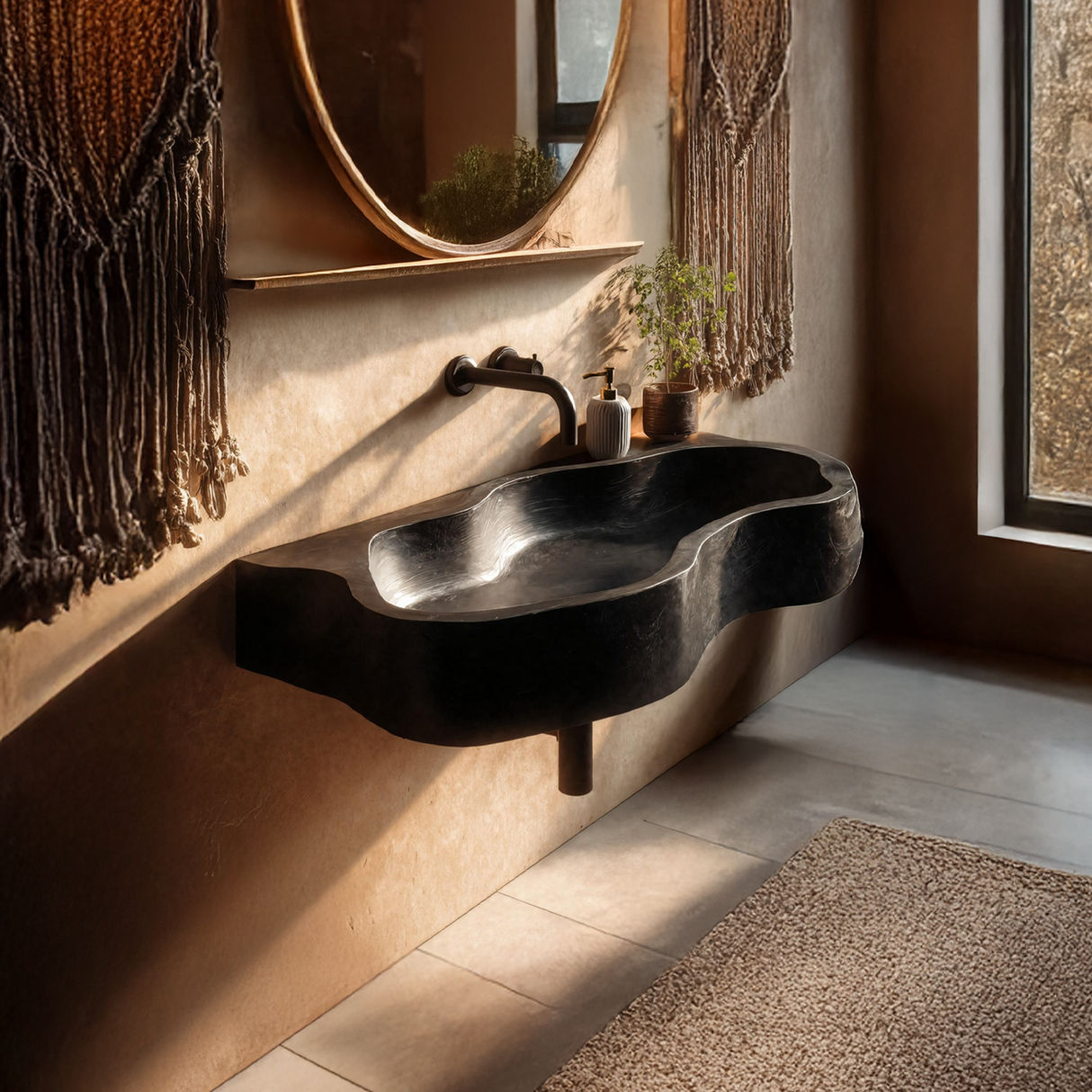 Farmhouse Solid Wood Wash Basin For Natural Bathroom Furniture Style