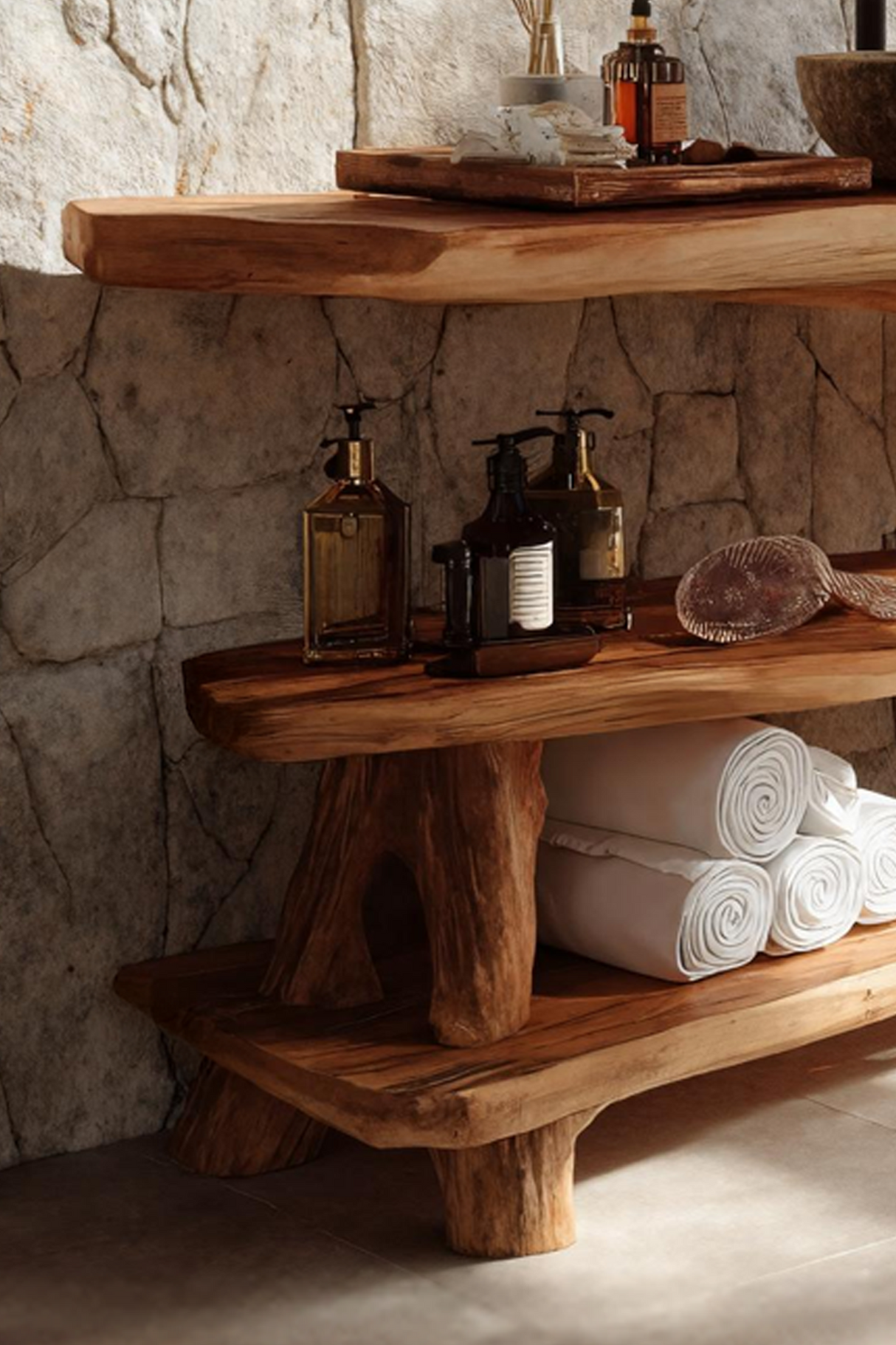 Mid Century Live Edge Bathroom Vanity For Elegant Bathroom Decor