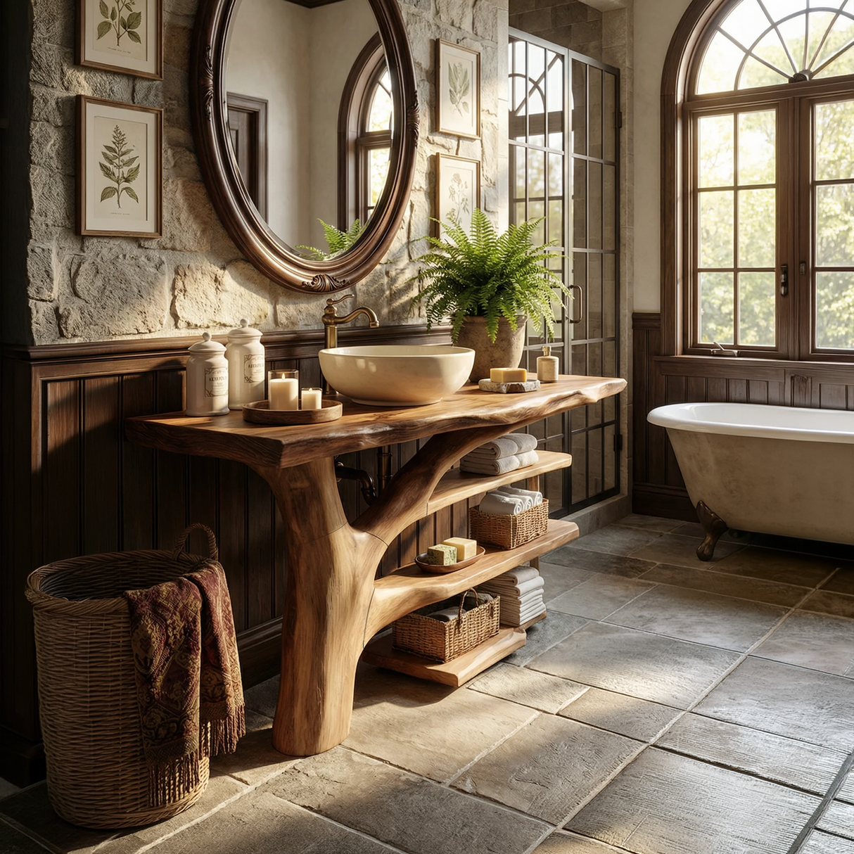 Mid Century Solid Wood Bathroom Vanity Organic Design For Home Bath