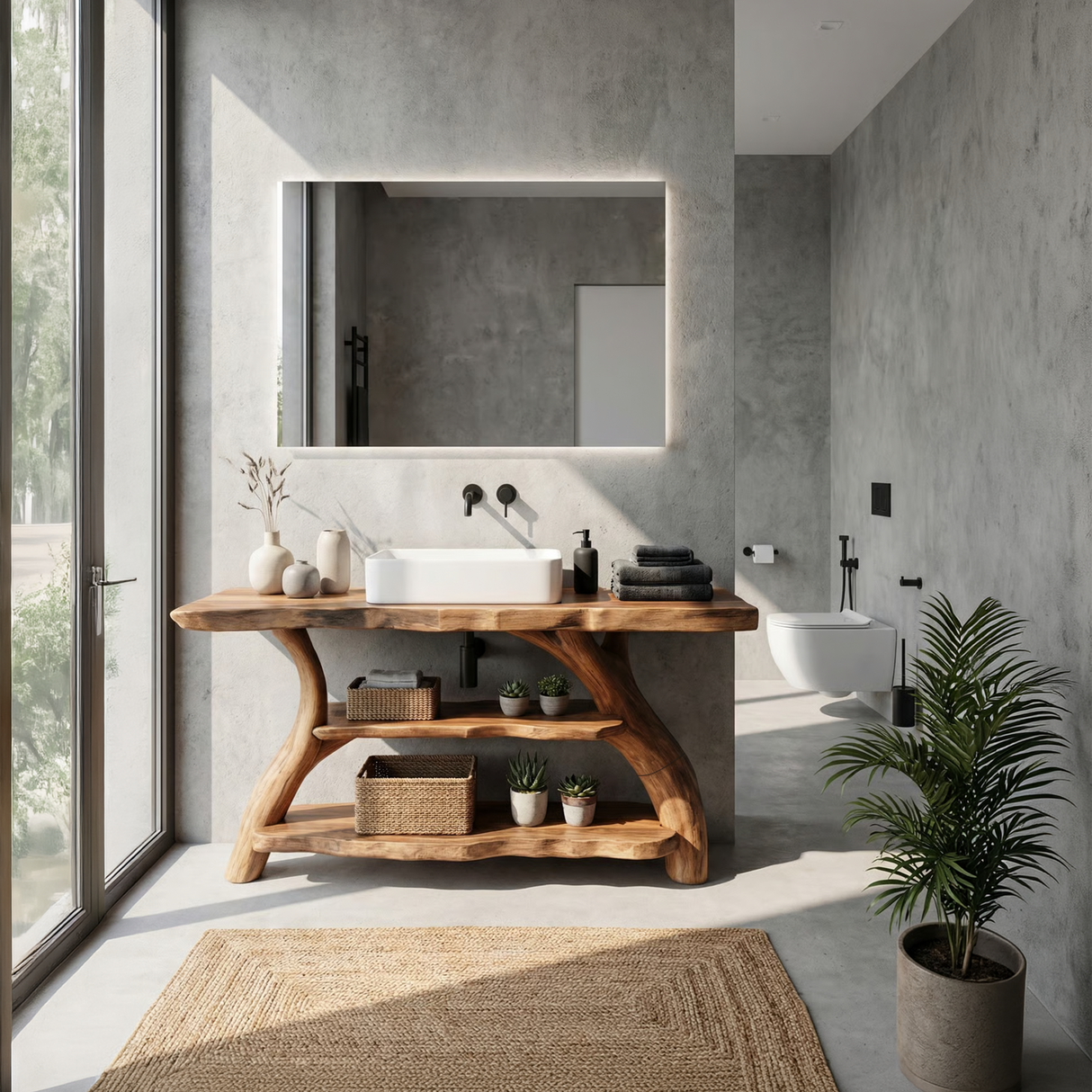 Handcrafted Bathroom Vanity Solid Wood Live Edge For Modern Bathroom