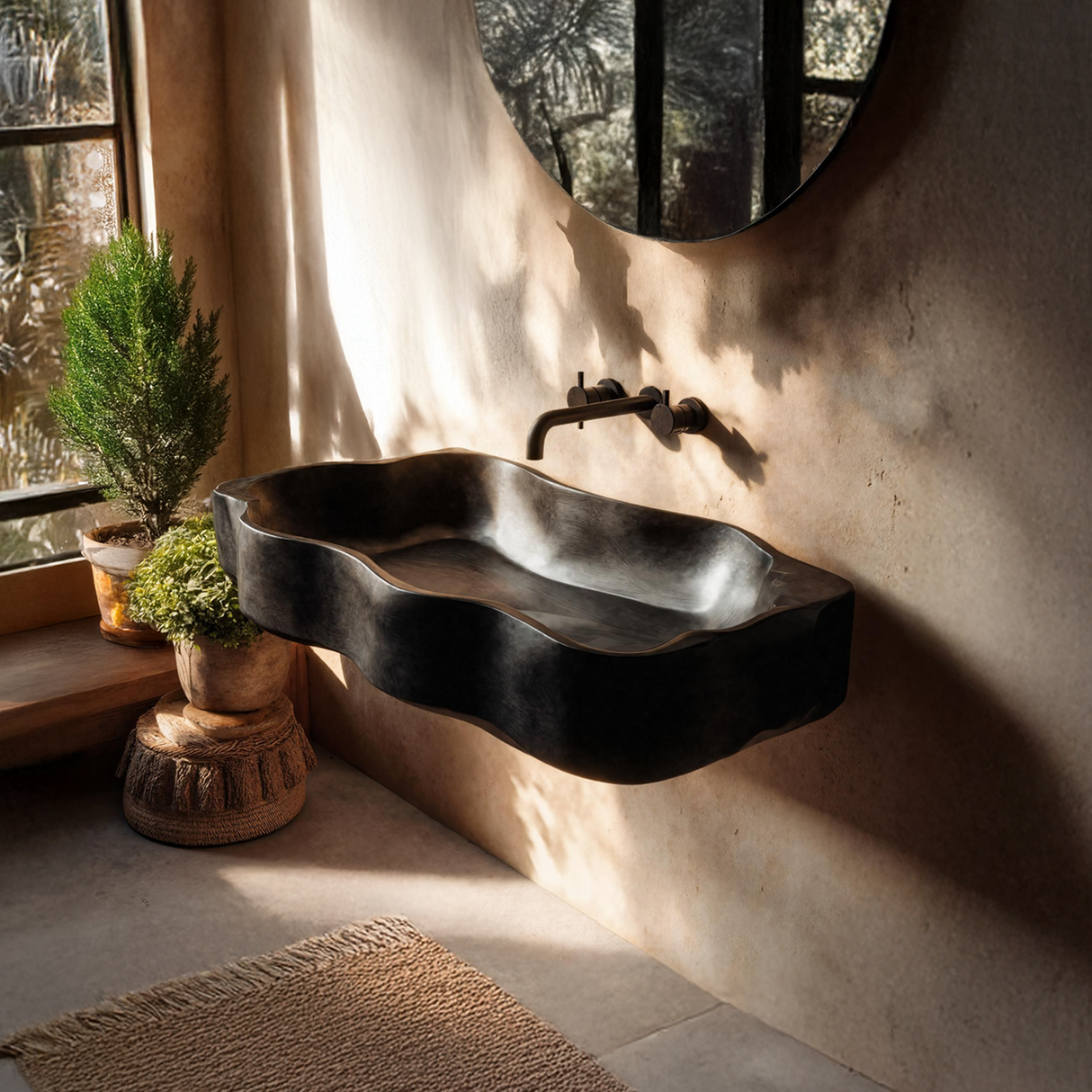 Mid Century Live Edge Wood Vanity Sink For Premium Bathroom Decor