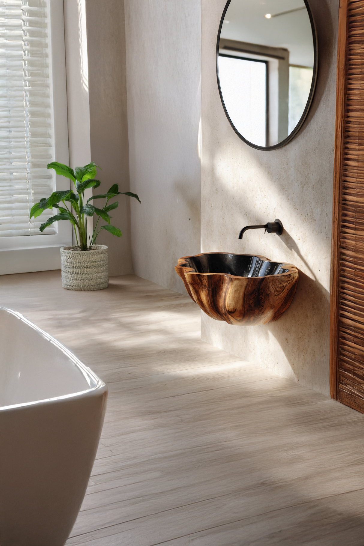 Mid Century Solid Wood Wash Basin For Custom Furniture Decor Design