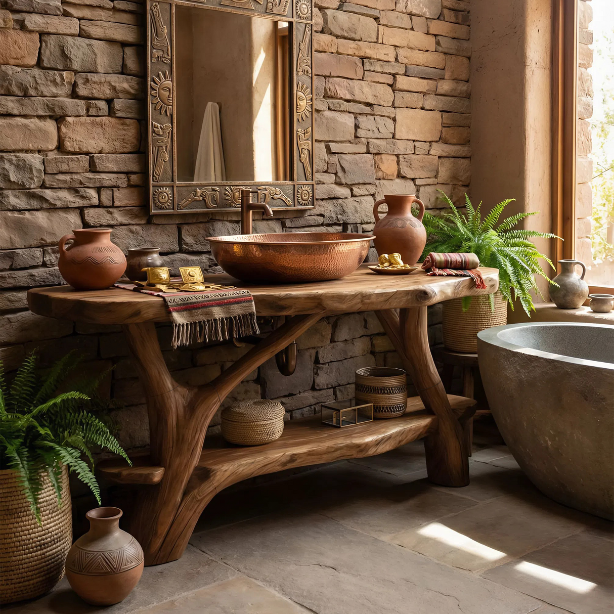 Minimalist Handmade Sink Vanity For Powder Bathroom