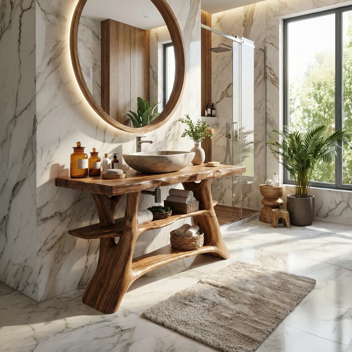Farmhouse Live Edge Bathroom Vanity Solid Wood For Rustic Bathroom