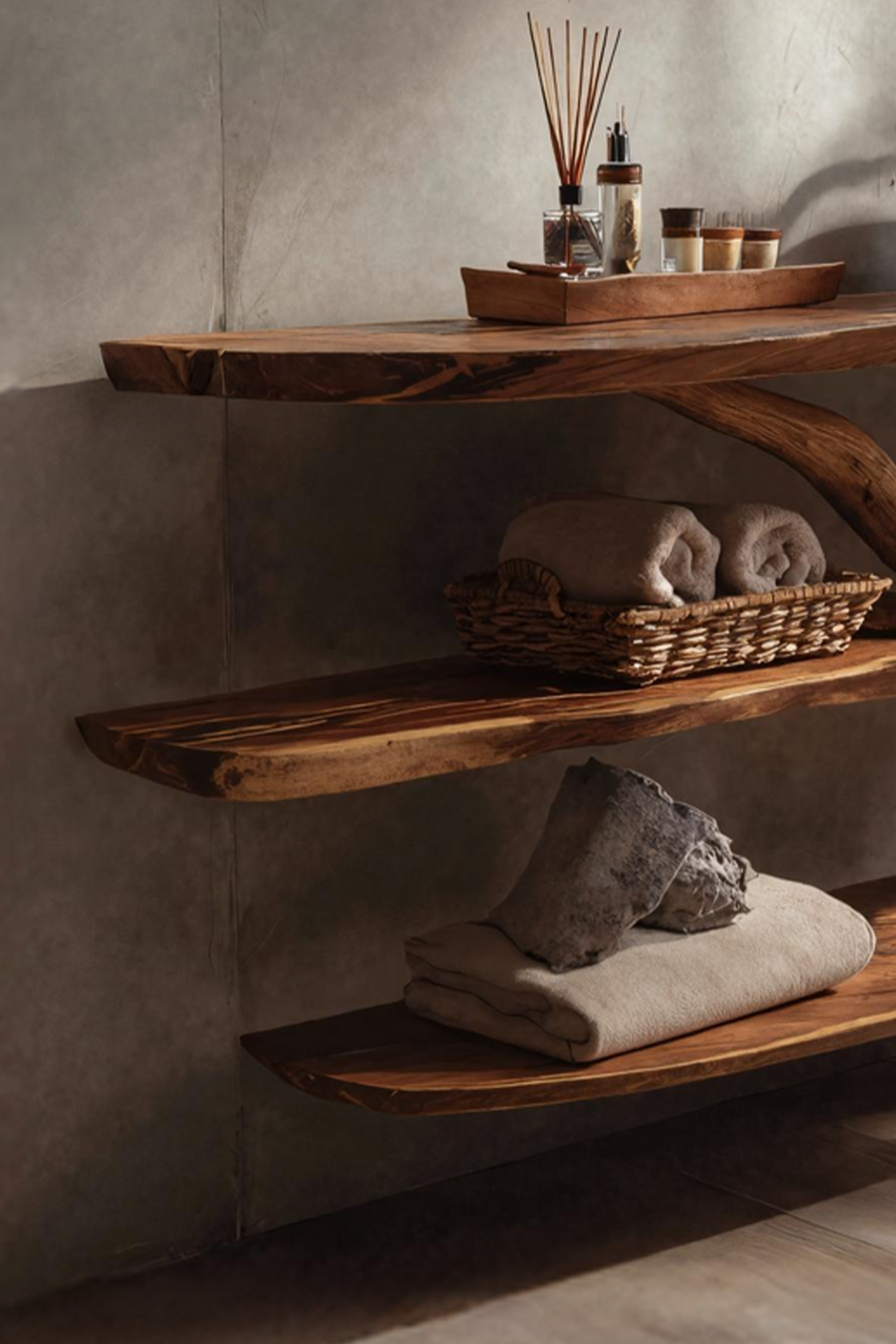 Farmhouse Wooden Live Edge Bathroom Vanity For Rustic Bathroom Design