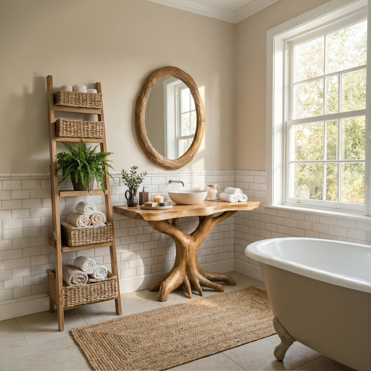 Modern Solid Wood Bathroom Vanity Live Edge Design For Luxury Bathroom