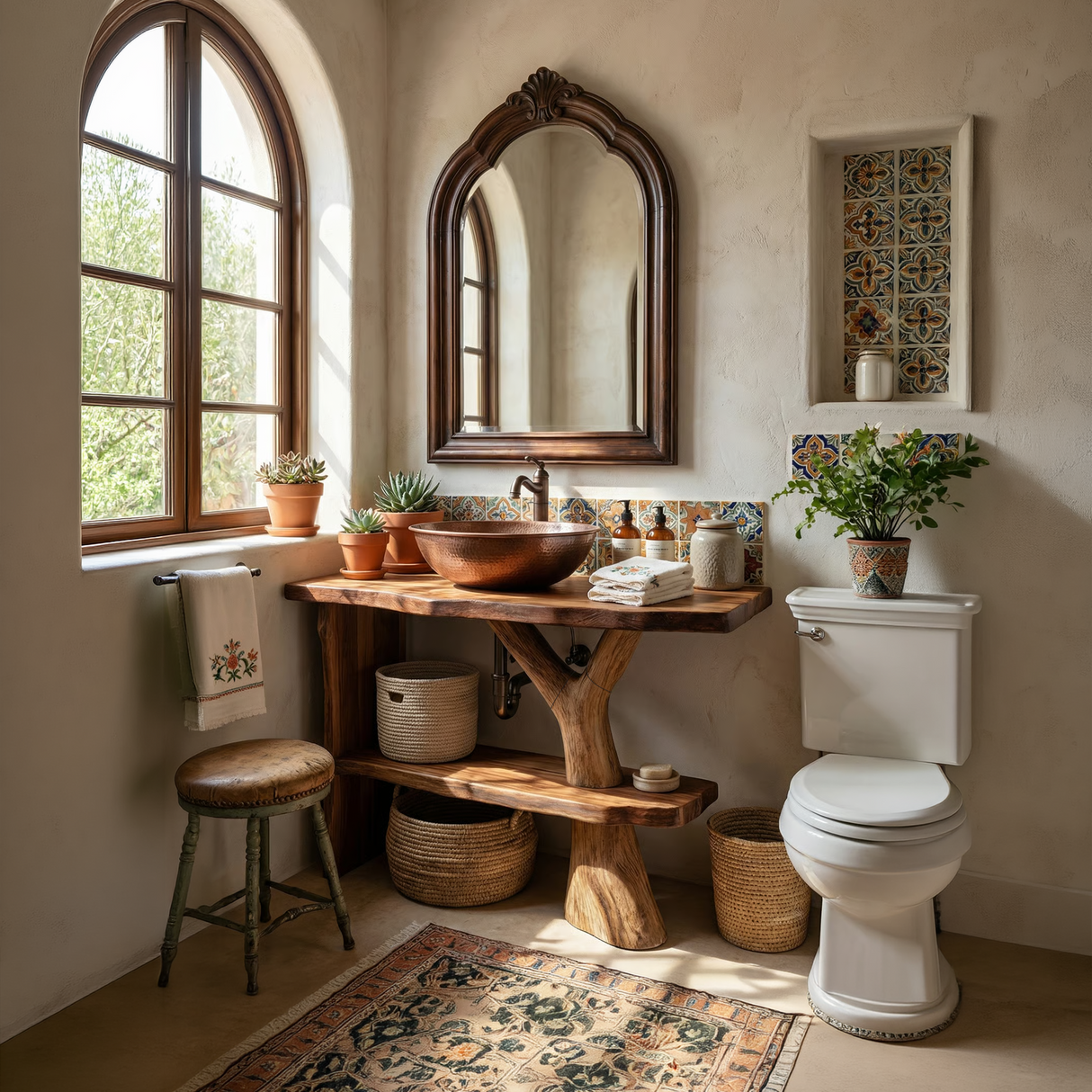 Farmhouse Bathroom Vanity Solid Wood Live Edge For Natural Bath Decor