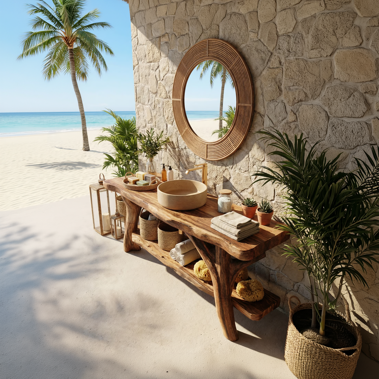Farmhouse Solid Wood Bathroom Vanity With Shelf For Rustic Bath