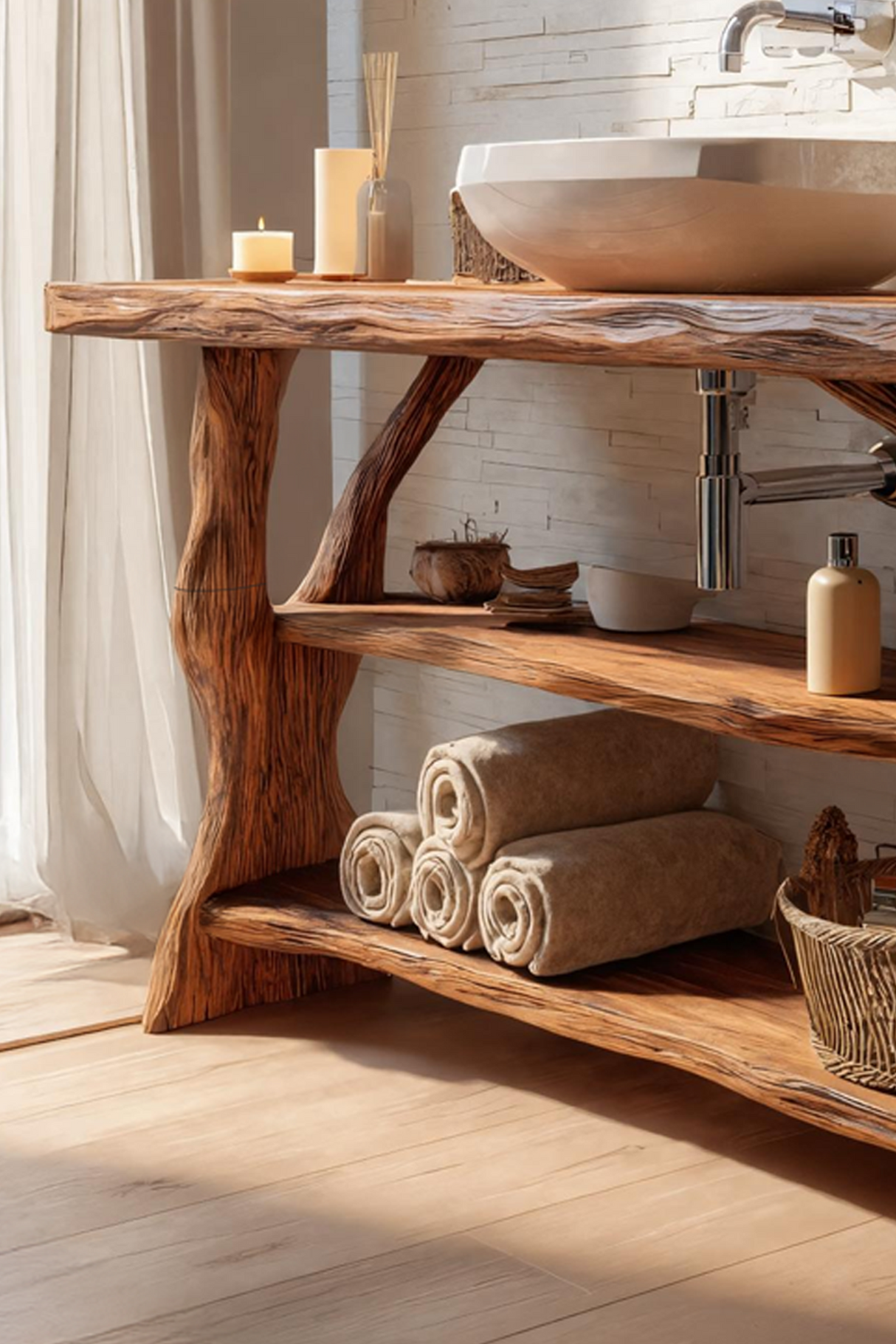 Farmhouse Handcrafted Live Edge Bathroom Vanity For Bathroom Decor