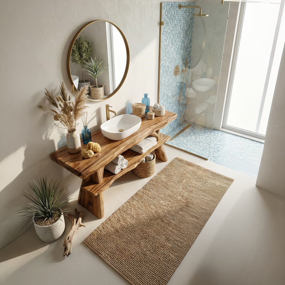 Farmhouse Solid Wood Bathroom Vanity Live Edge For Rustic Bathroom Decor