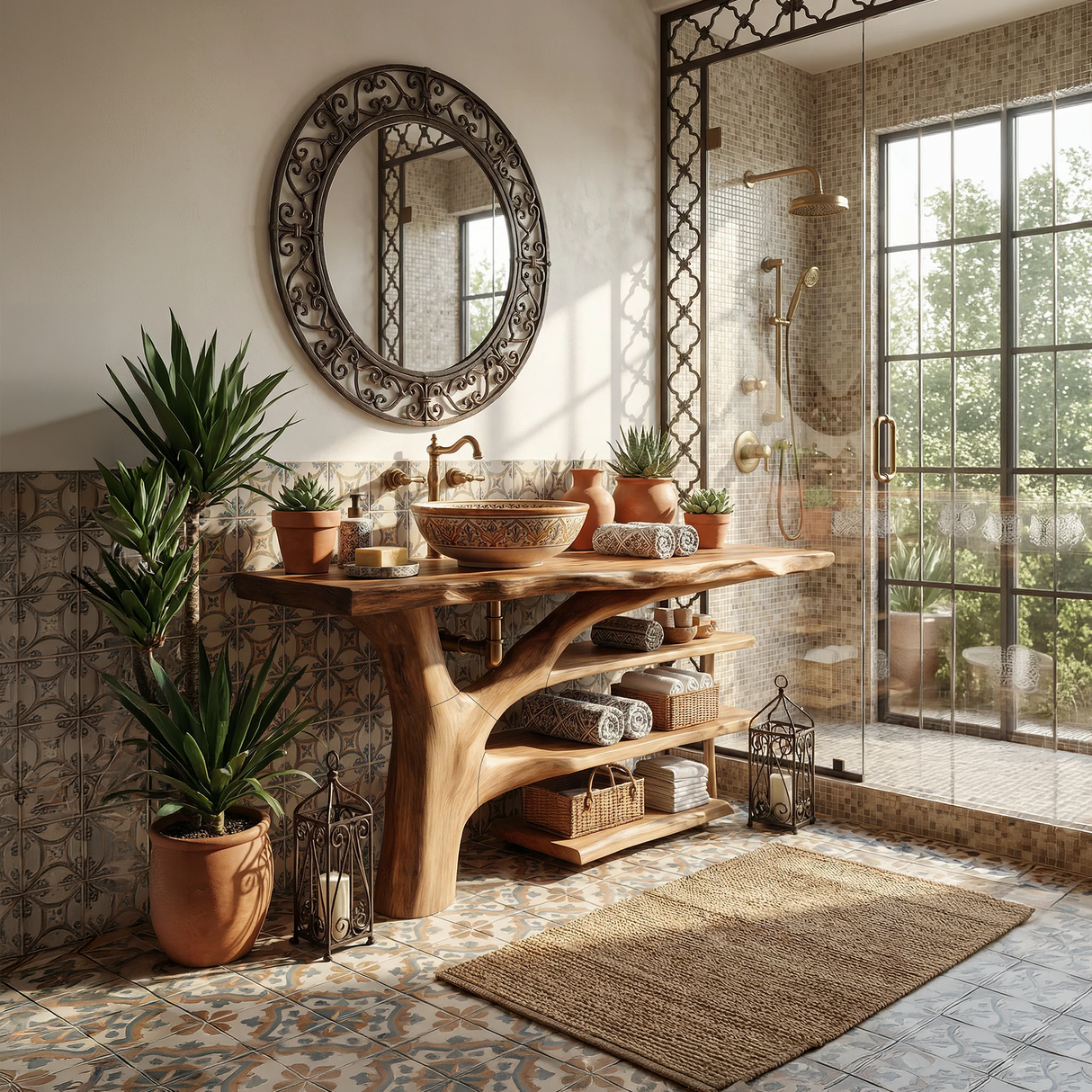 Mid Century Solid Wood Bathroom Vanity Organic Design For Home Bath