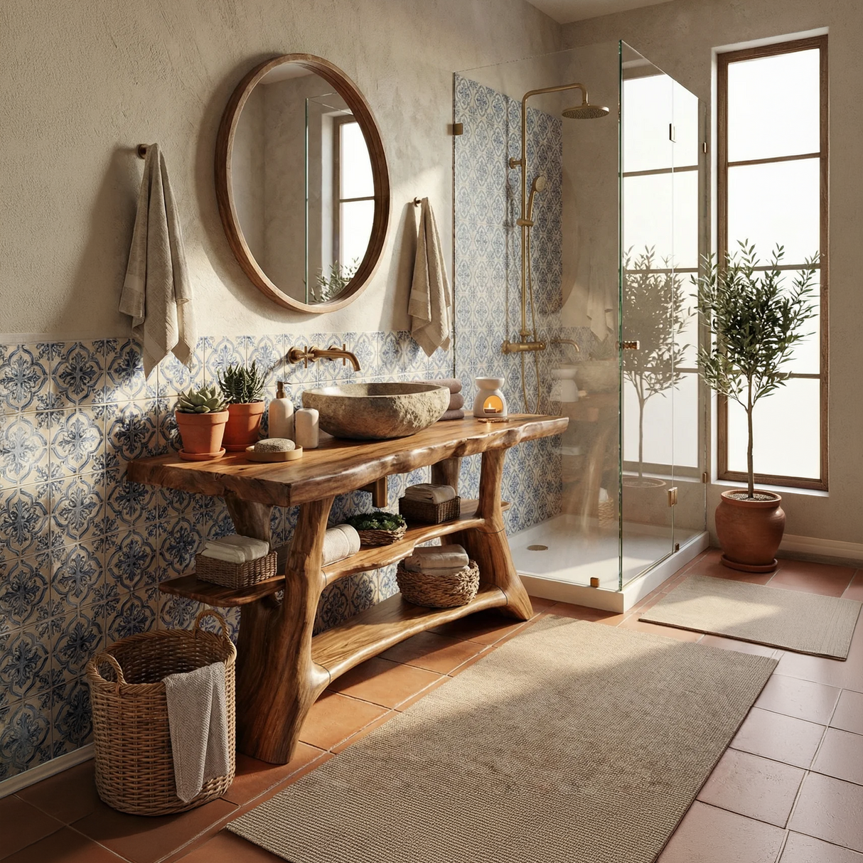 Farmhouse Live Edge Bathroom Vanity Solid Wood For Rustic Bathroom