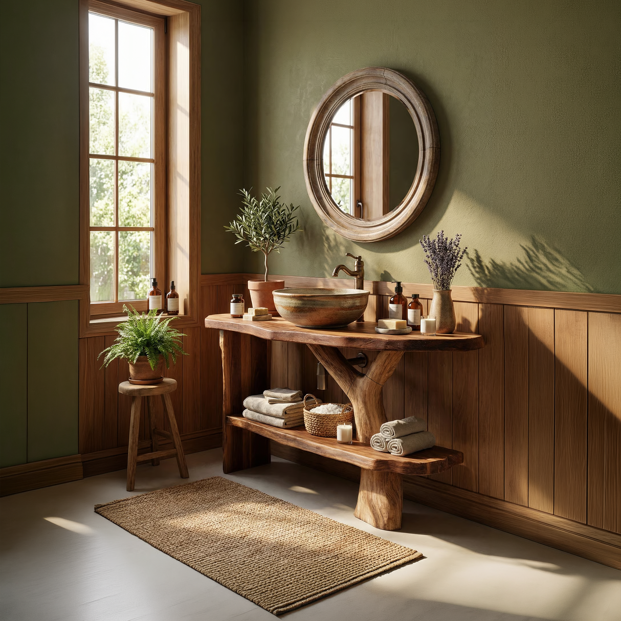 Farmhouse Bathroom Vanity Solid Wood Live Edge For Natural Bath Decor