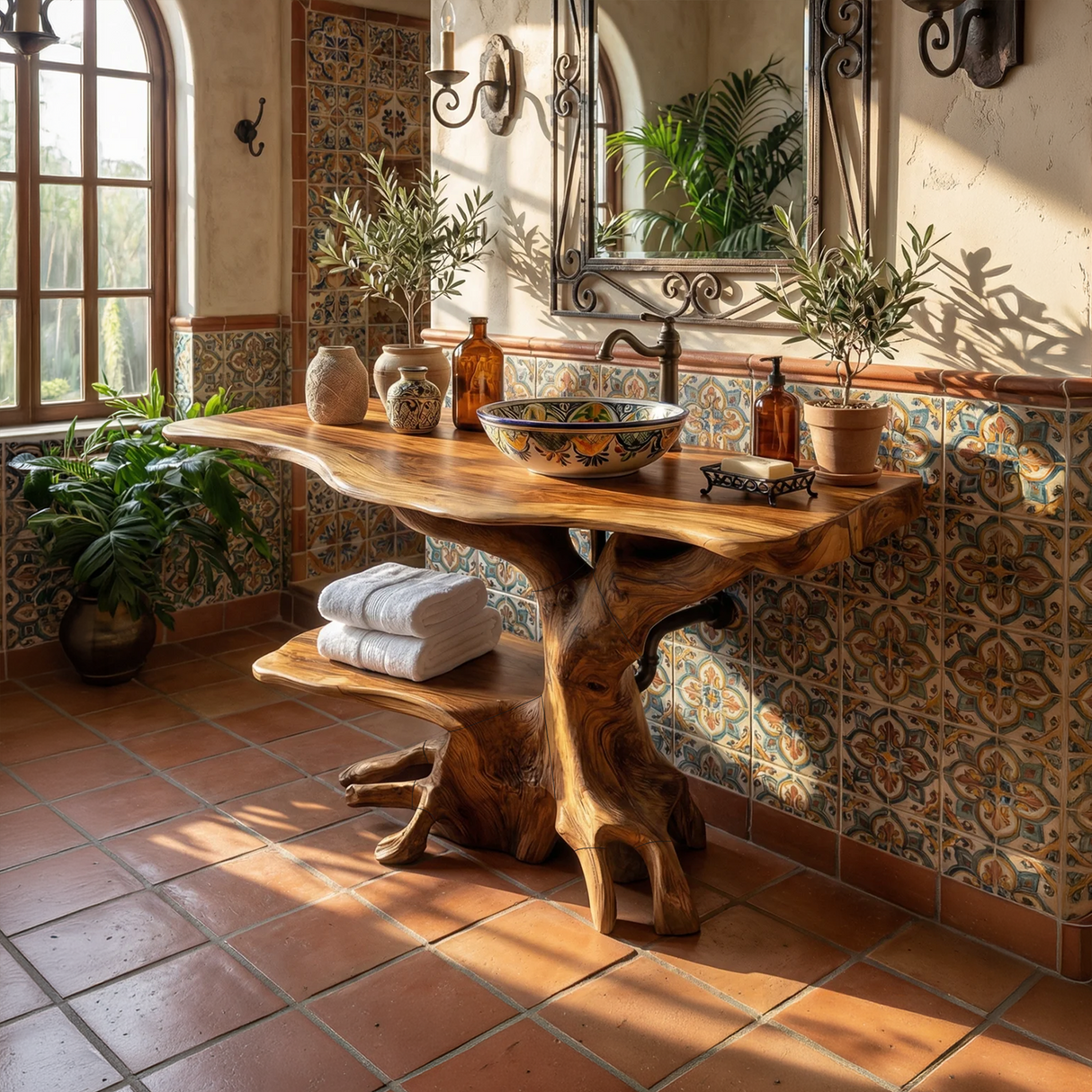 Farmhouse Live Edge Bathroom Vanity Rustic Solid Wood For Bathroom