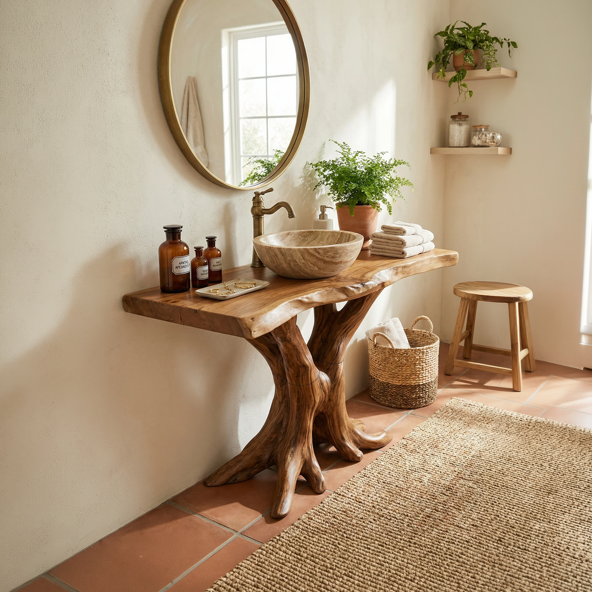 Modern Live Edge Bathroom Vanity Handmade Wood For Bathroom Decor