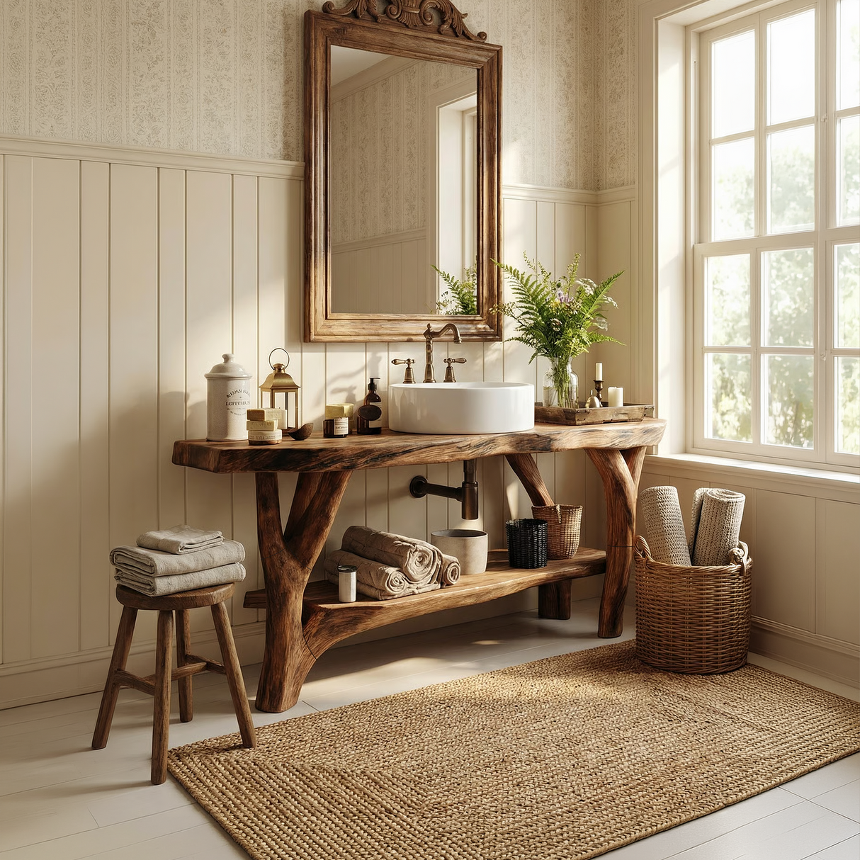 Farmhouse Live Edge Bathroom Vanity Natural Wood For Bathroom Decor