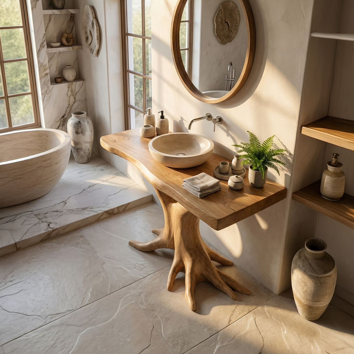 Farmhouse Live Edge Bathroom Vanity Handcrafted Wood For Spa Bathroom