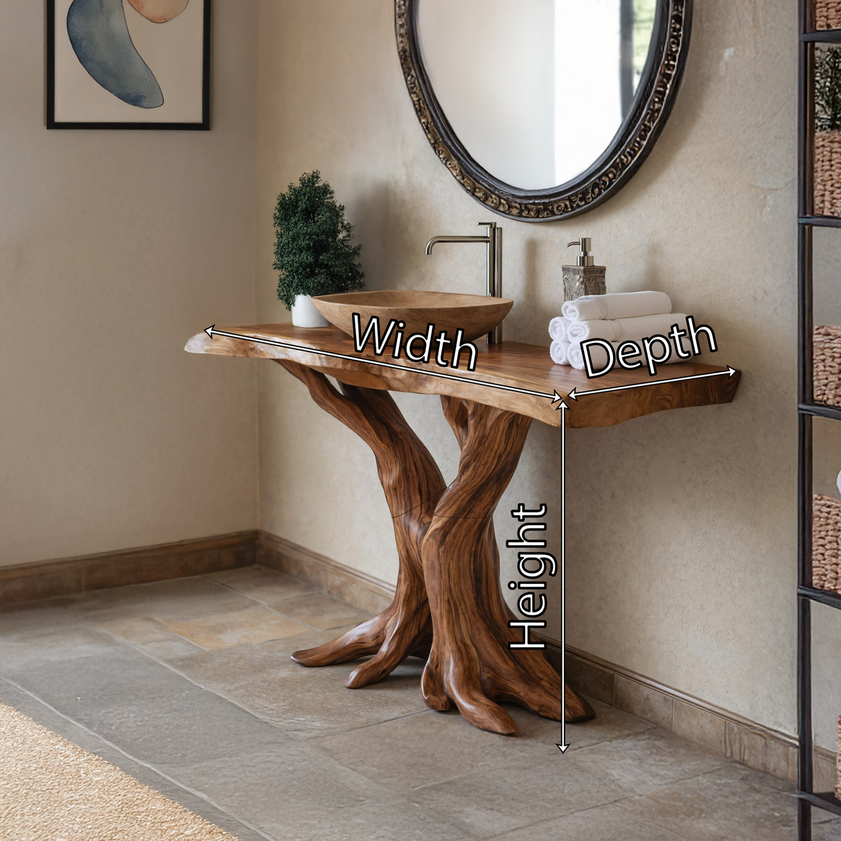 Modern Live Edge Bathroom Vanity Handmade Wood For Bathroom Decor