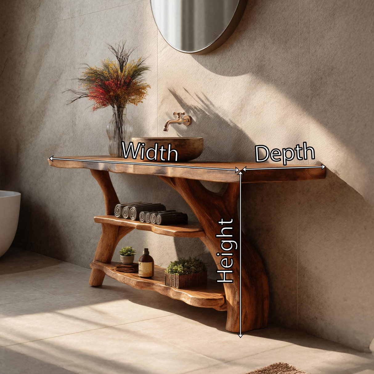 Handcrafted Bathroom Vanity Solid Wood Live Edge For Modern Bathroom