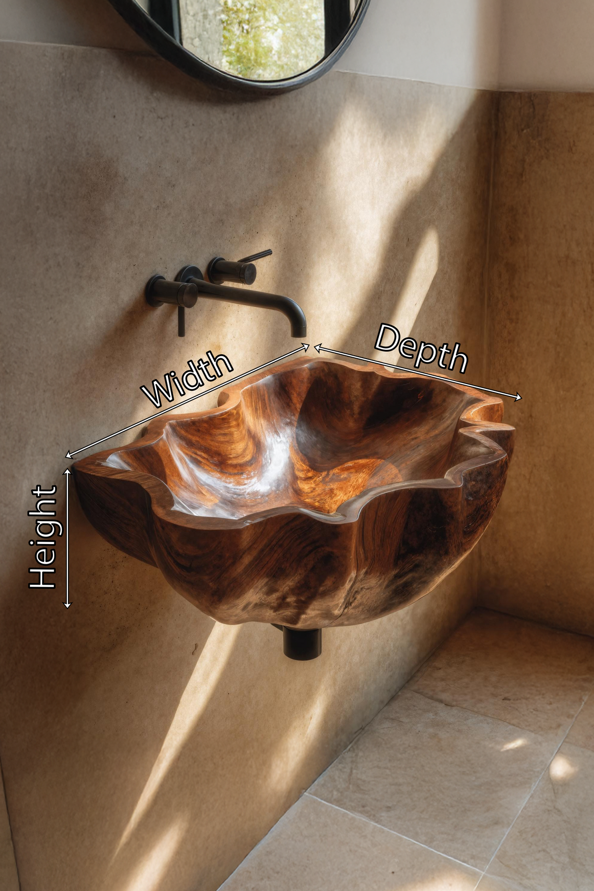 Mid Century Live Edge Wood Basin For Sophisticated Bathroom Furniture