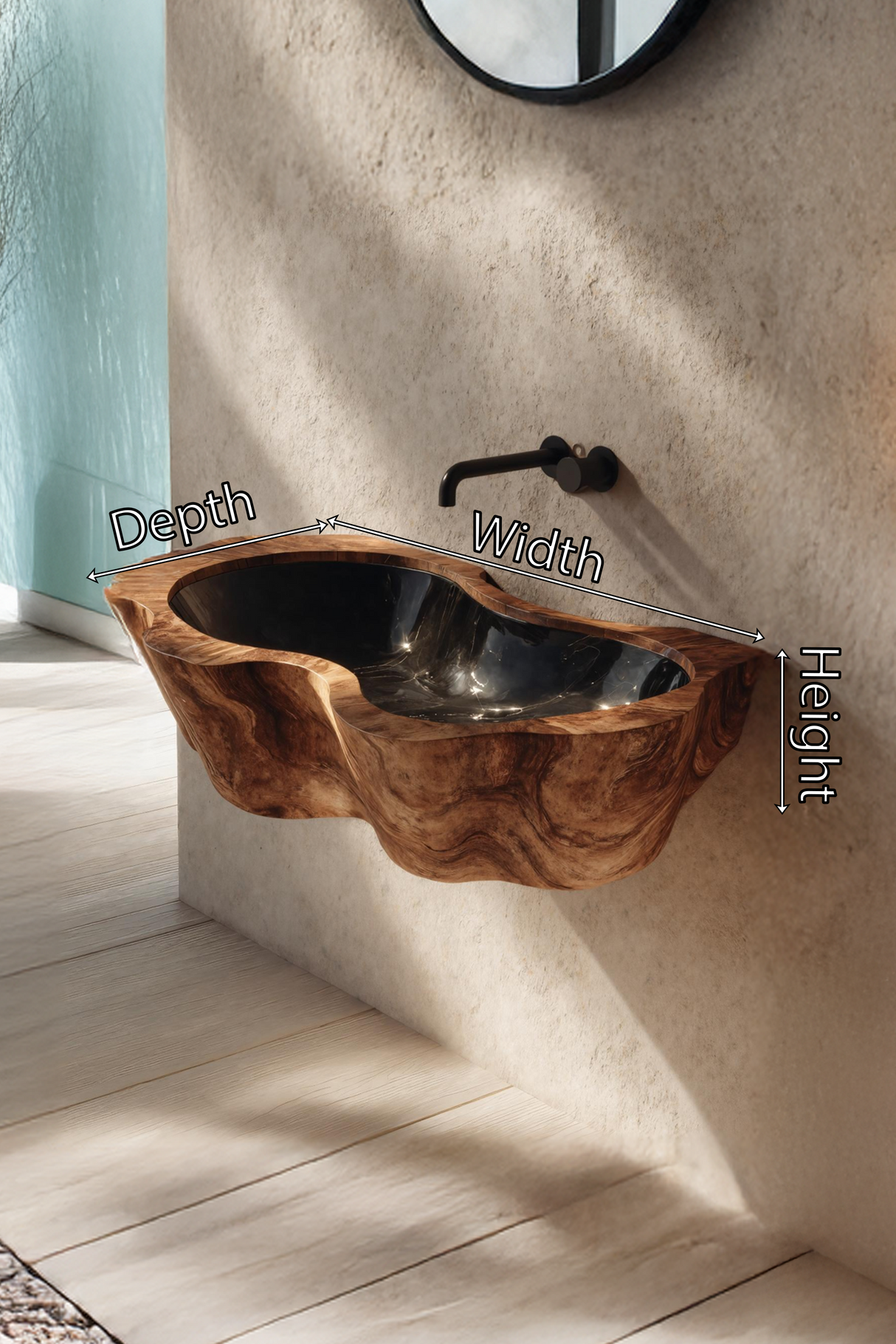 Farmhouse Live Edge Wood Vanity Sink For Natural Furniture Decor