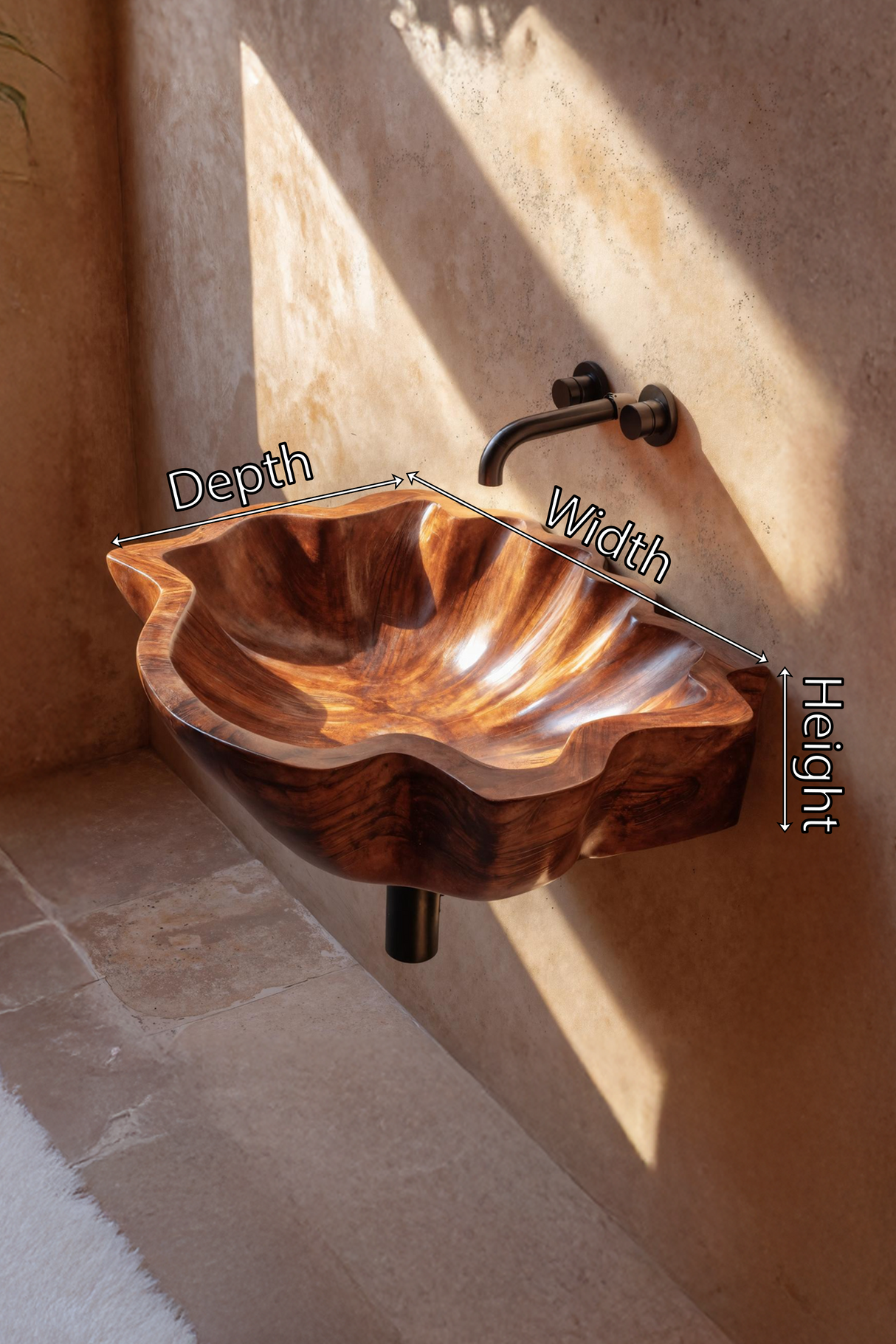 Modern Wooden Live Edge Wood Basin For High End Furniture Decor