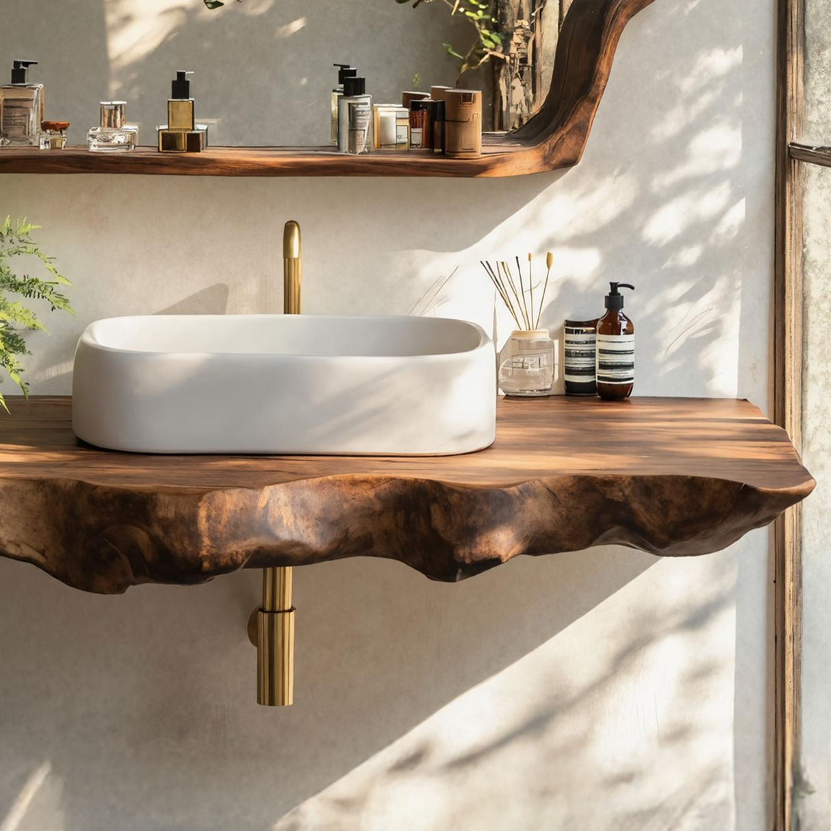 Live Edge Floating Vanity For Bathroom Interior