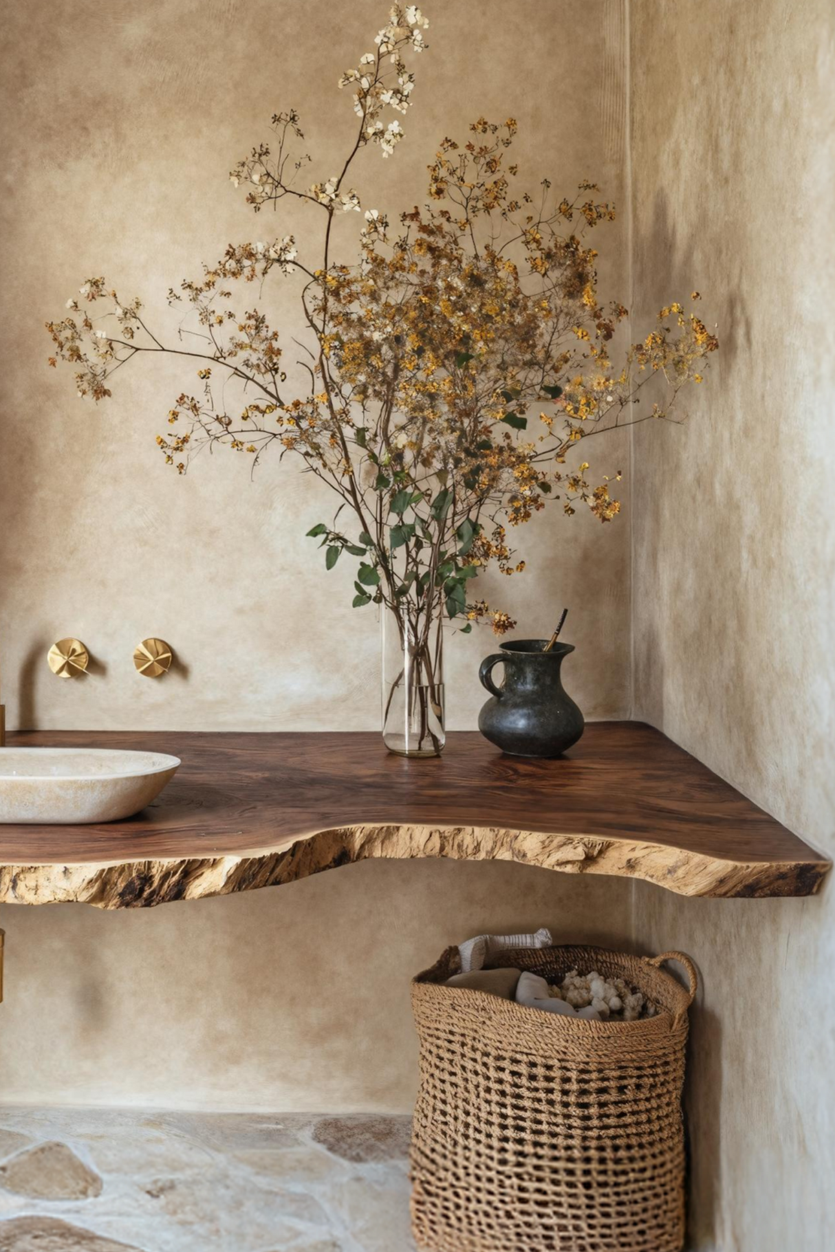 Mid Century Bathroom Vanity In Solid Wood Finish