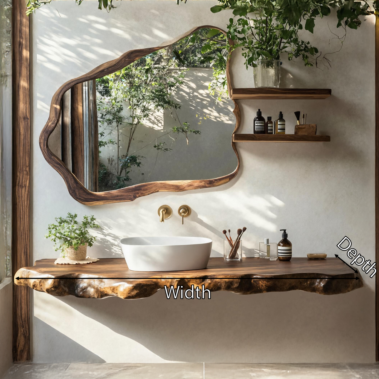 Farmhouse Bathroom Vanity In Solid Oak Wood Style