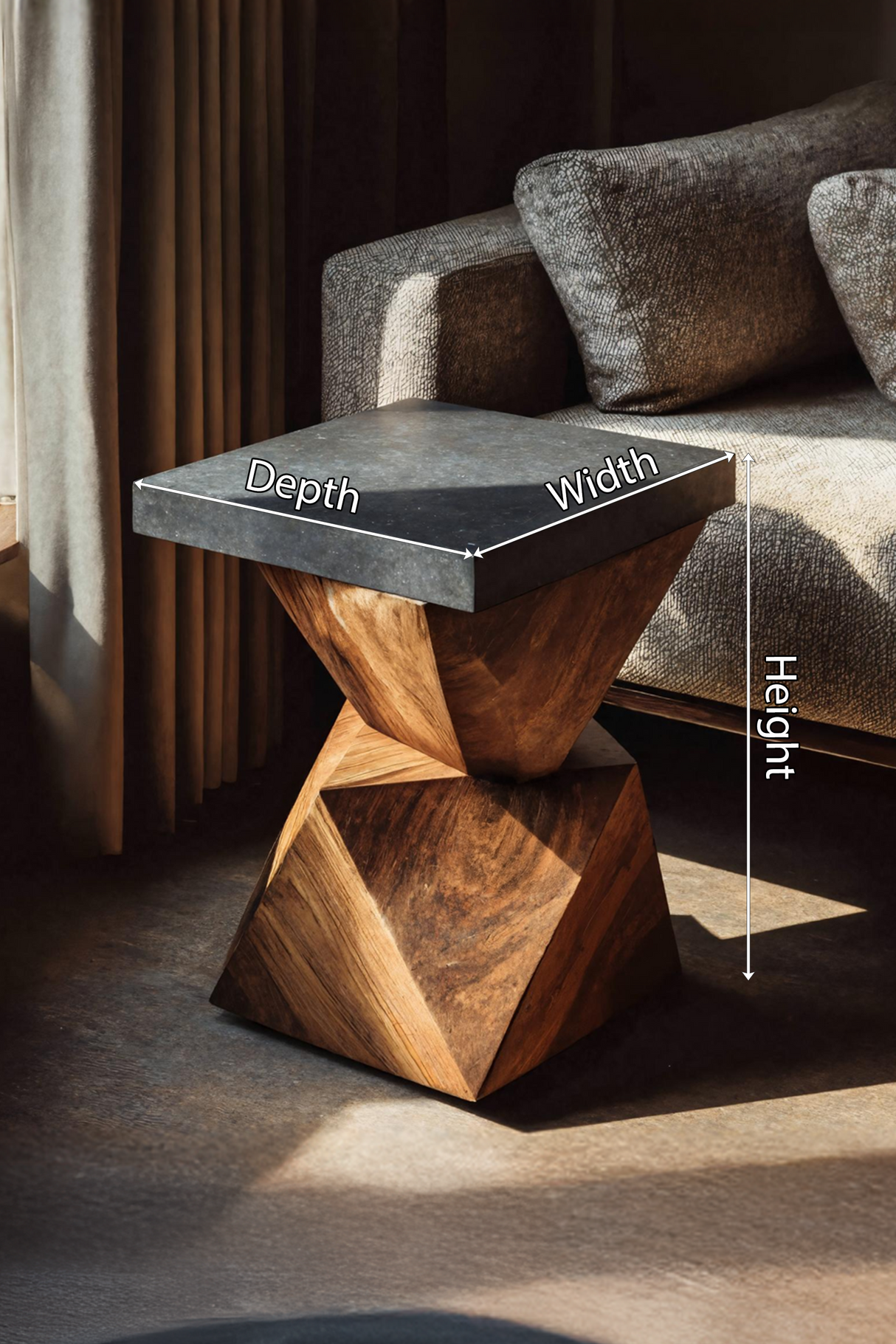 Farmhouse Solid Wood End Table For Cottage Living Room