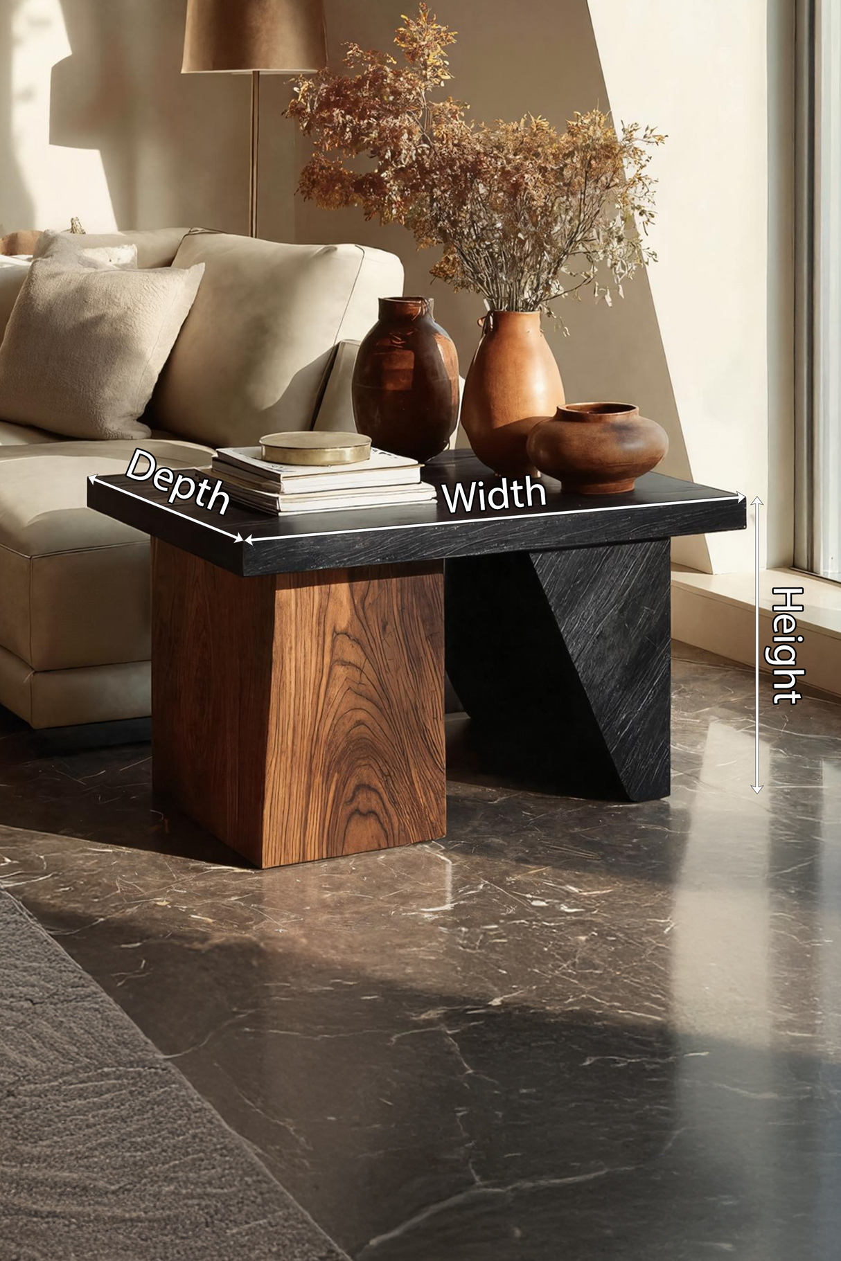 Modern Solid Wood End Table For Entryway Accent Table