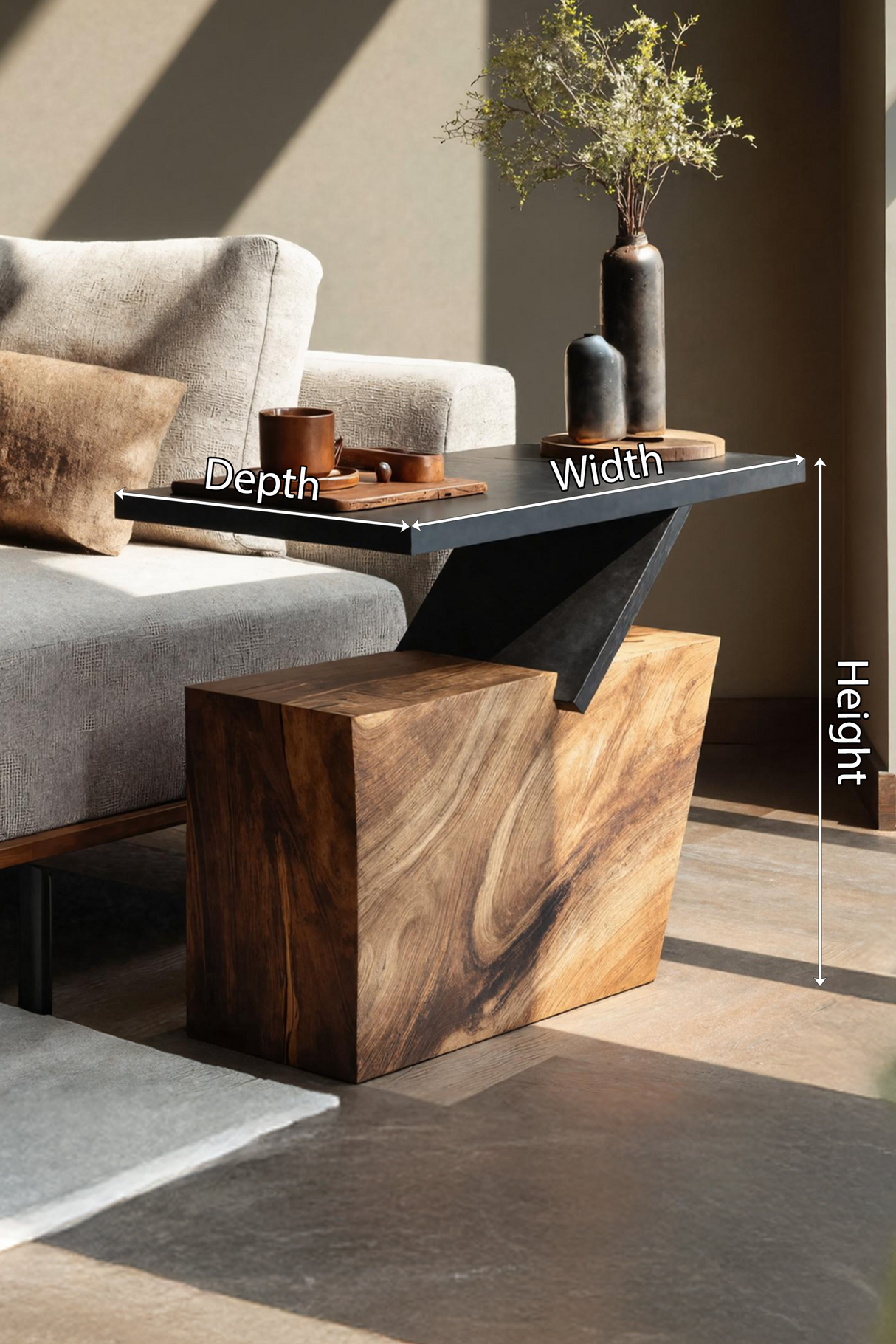 Mid Century Wooden Side Table For Living Room Accent Decor