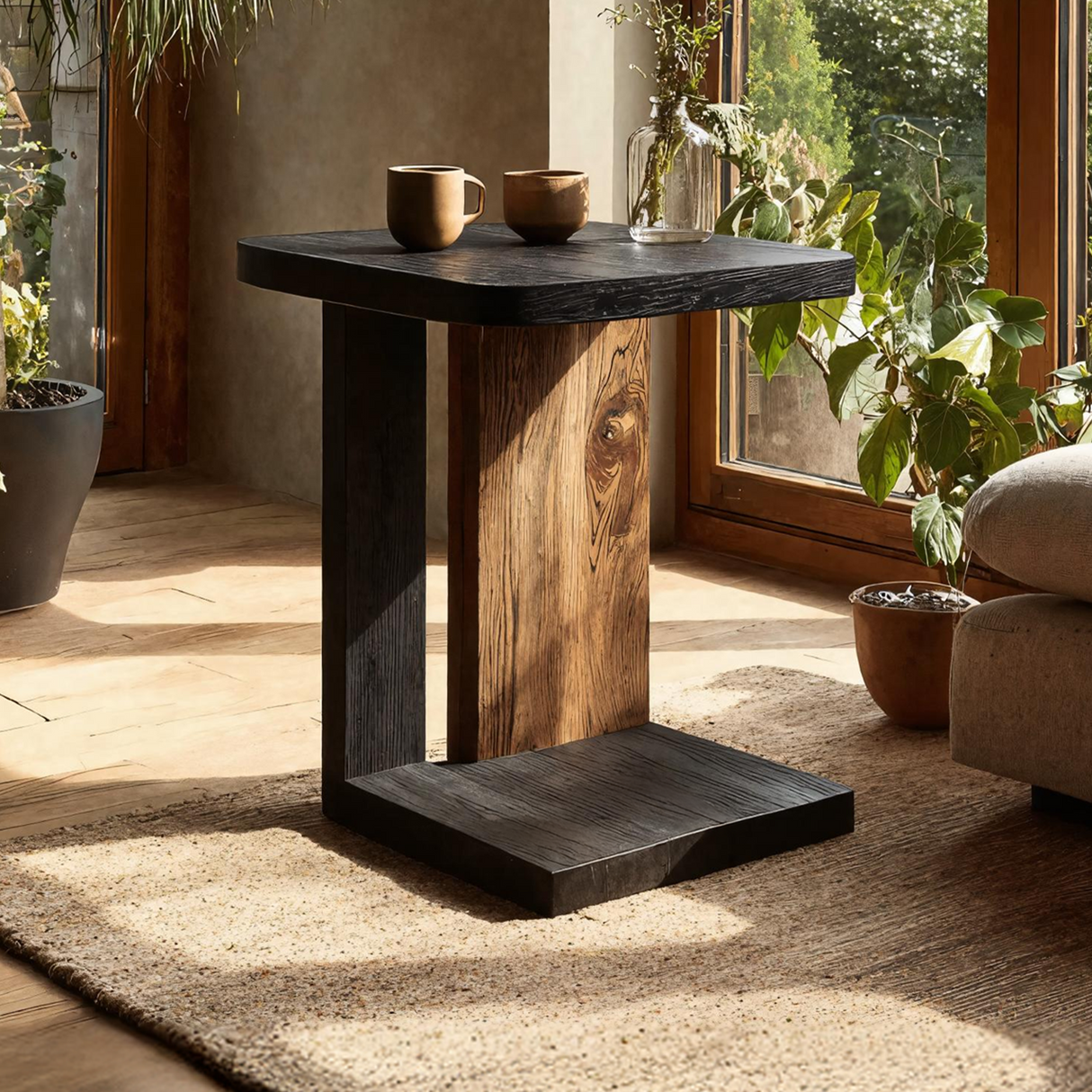 Modern Live Edge Side Table For Designer Furniture Decor