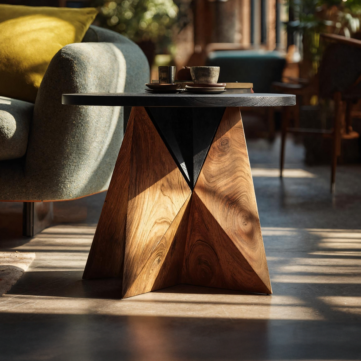 Mid Century Solid Wood End Table For Sofa Living Room