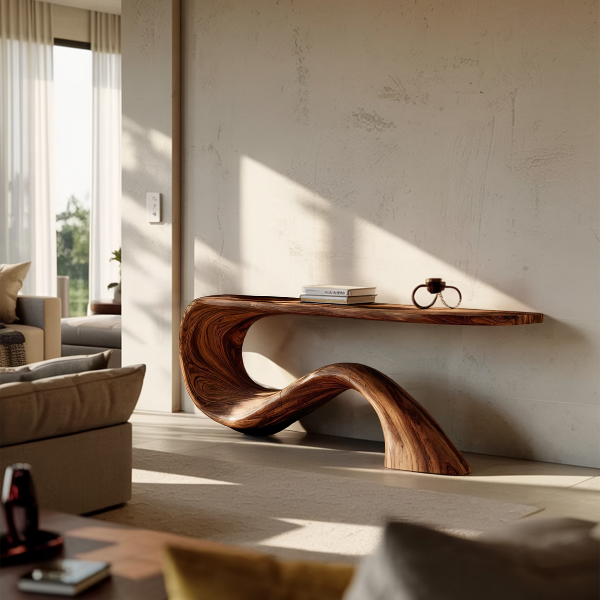Modern Live Edge Entryway Table Organic Solid Wood For Home Decor