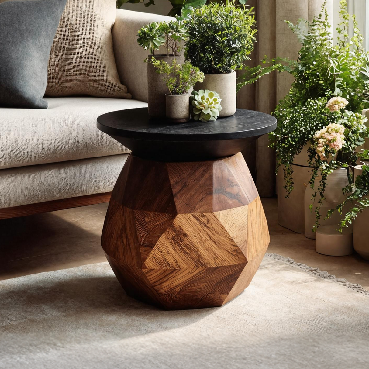 Modern Solid Wood End Table For Minimal Interior Design