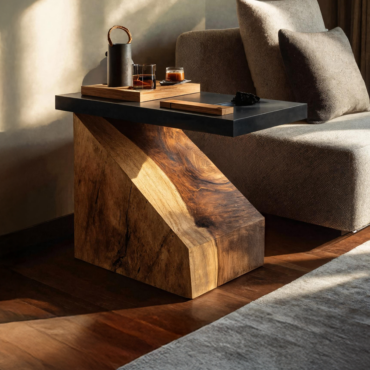 Farmhouse Wooden Side Table For Country Home Design