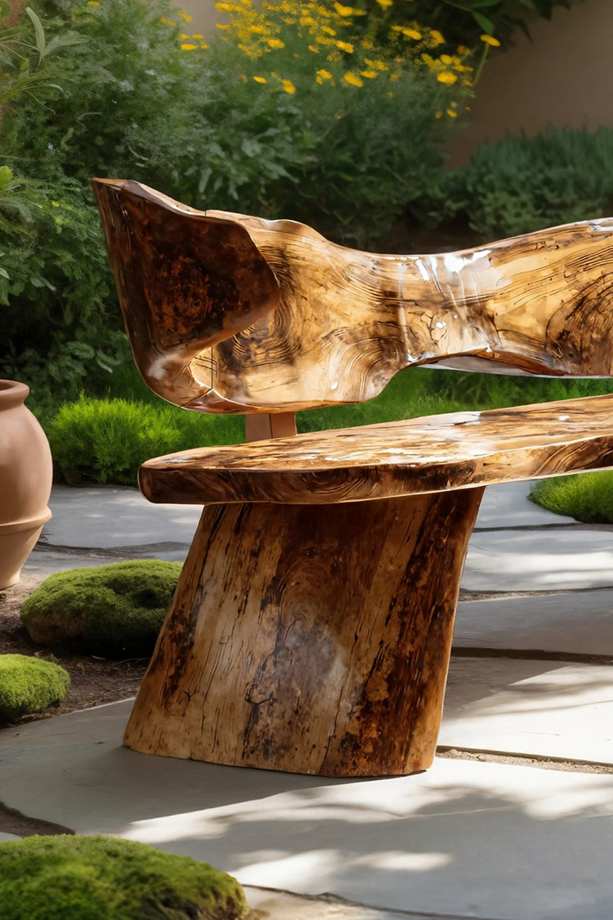 Farmhouse Ergonomic Wood Bench For Backyard Retreat