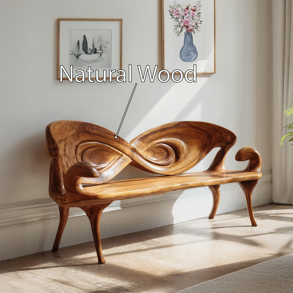 Handcrafted Live Edge Wood Bench For Entryway And Hallway